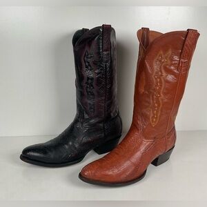 Vintage Longhorn Ostrich Leg Cowboy Boots | Exotic | Set of (2) | Men’s 13 D